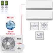 Мульти-сплит-система Funai серии ORIGAMI KODO RAM-I-2OK40HP.01/U + 2 внутренних блока серии KAGAMI SHIRO (7+7)