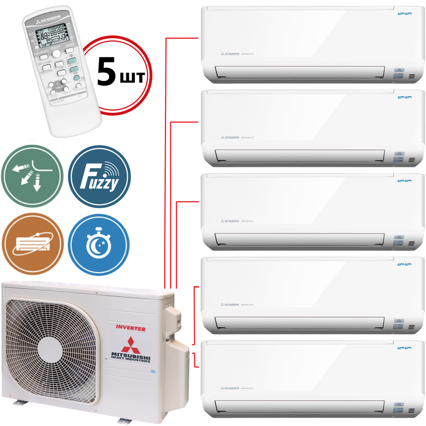 Мульти-сплит-система Mitsubishi Heavy Industries CM100ZS-W + 5 внутренних блоков серии STANDARD (7+7+7+7+7)