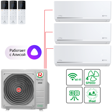 Мульти-сплит-система Royal Clima 4RMX-28HN/OUT + 3 внутренних блока серии FELICITA (9+9+9)