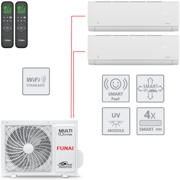 Мульти-сплит-система Funai серии ORIGAMI KODO RAM-I-2OK40HP.01/U + 2 внутренних блока серии SHOGUN Wi-Fi (7+7)